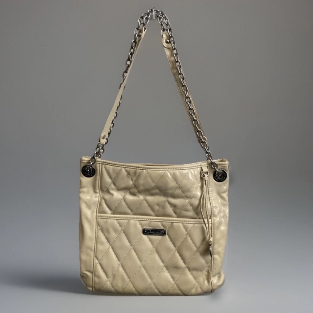 Grace Adele Elegant Alex Cream Beige Handbag Purse Shoulder Bag Lined Quilted